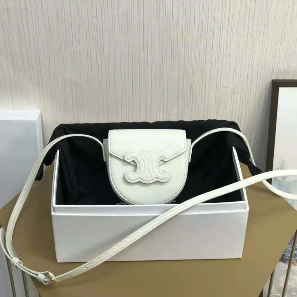 Celine Mini Besace Cuir Triomphe in Smooth Calfskin for Women in White