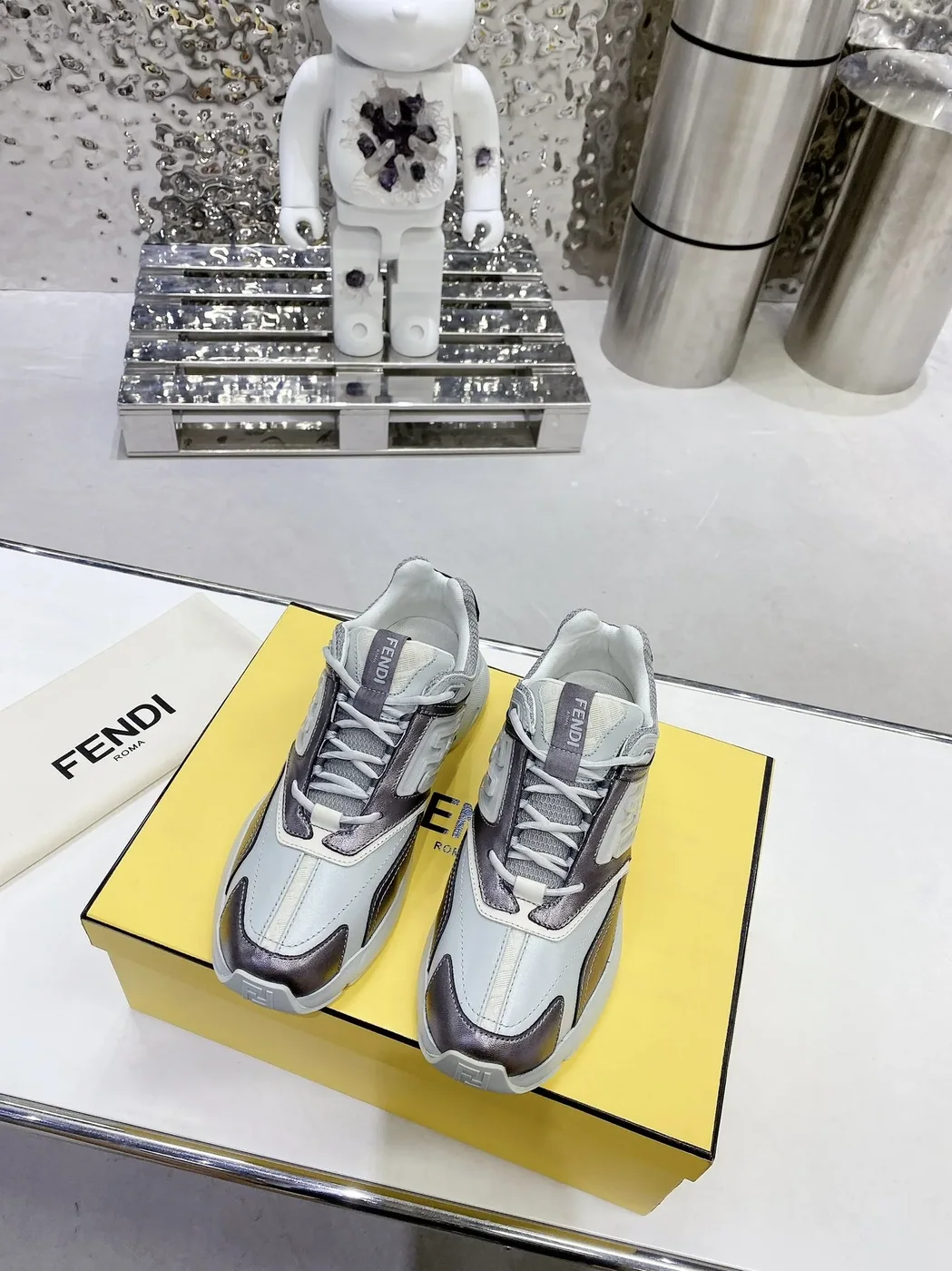 Fendi FD Fendi Faster Low-Tops Sneakers Grey 7E1555AKX4F1ICJ Fendi FD Fendi Faster Low-Tops Sneakers Grey 7E1555AKX4F1ICJ