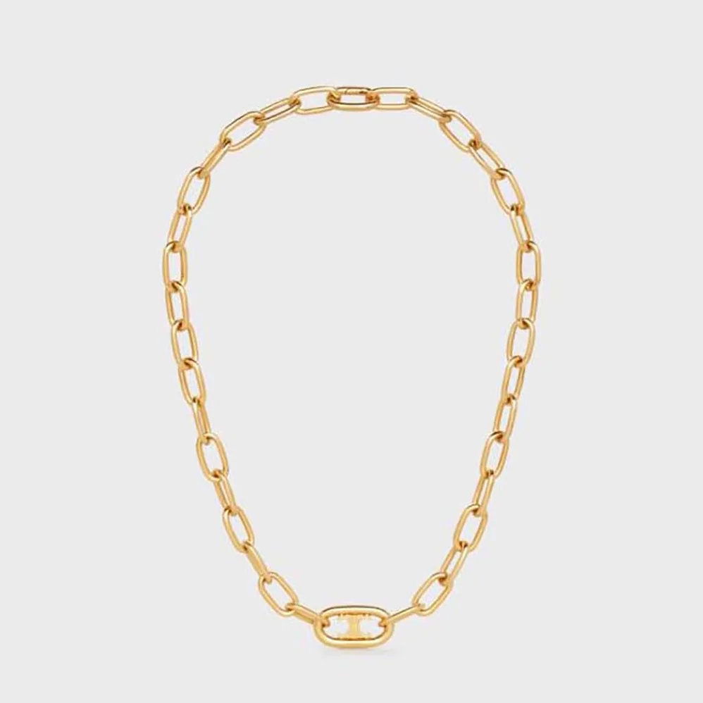 Celine Triomphe Link Necklace in Brass with Gold Finish for Women Celine Triomphe Link Necklace in Brass with Gold Finish for Women