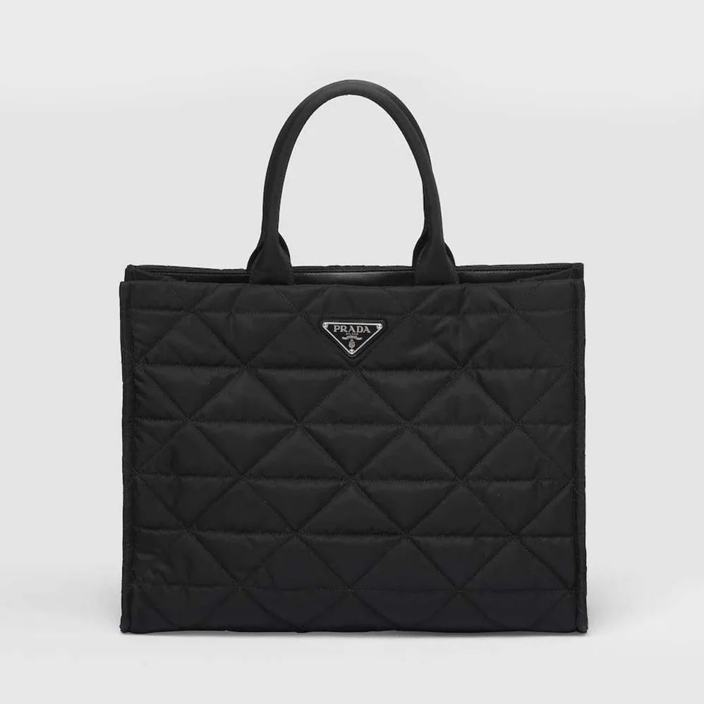 Prada Re-Nylon Shopping Bag with Topstitching for Women