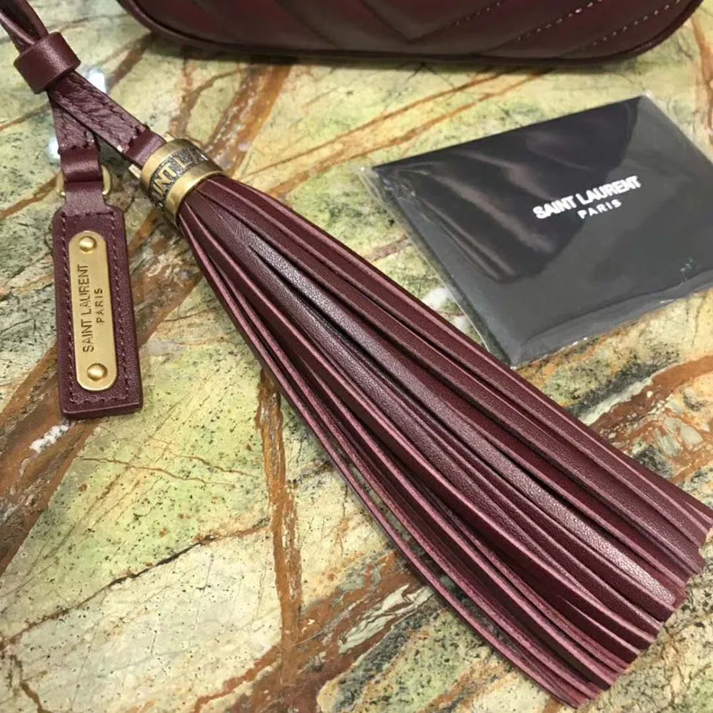 Saint Laurent YSL Lou Camera Bag Matelasse Leather for Women in Maroon