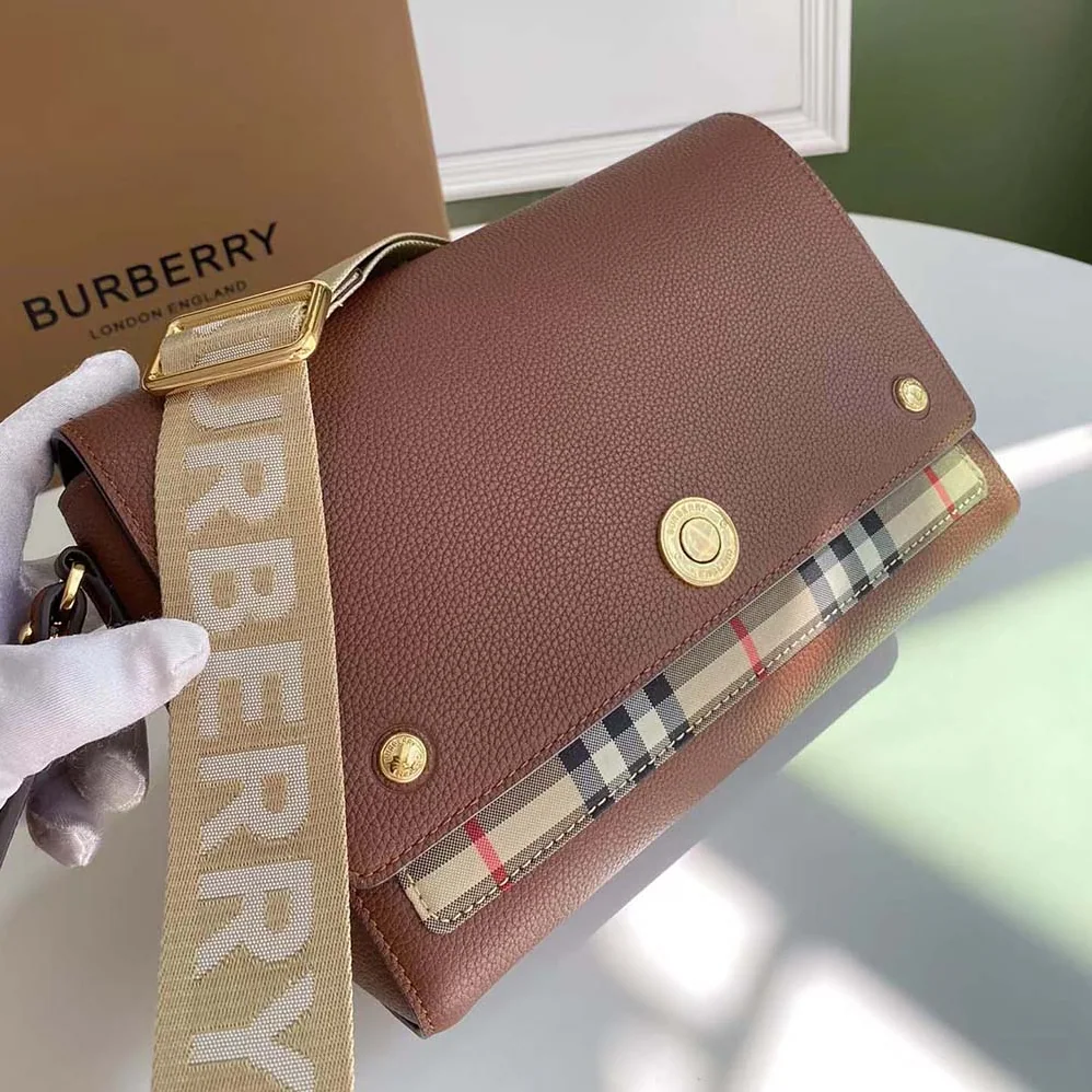 Burberry Vintage Check and Leather Note Crossbody Bag for Women in Brown Burberry Vintage Check and Leather Note Crossbody Bag for Women in Brown