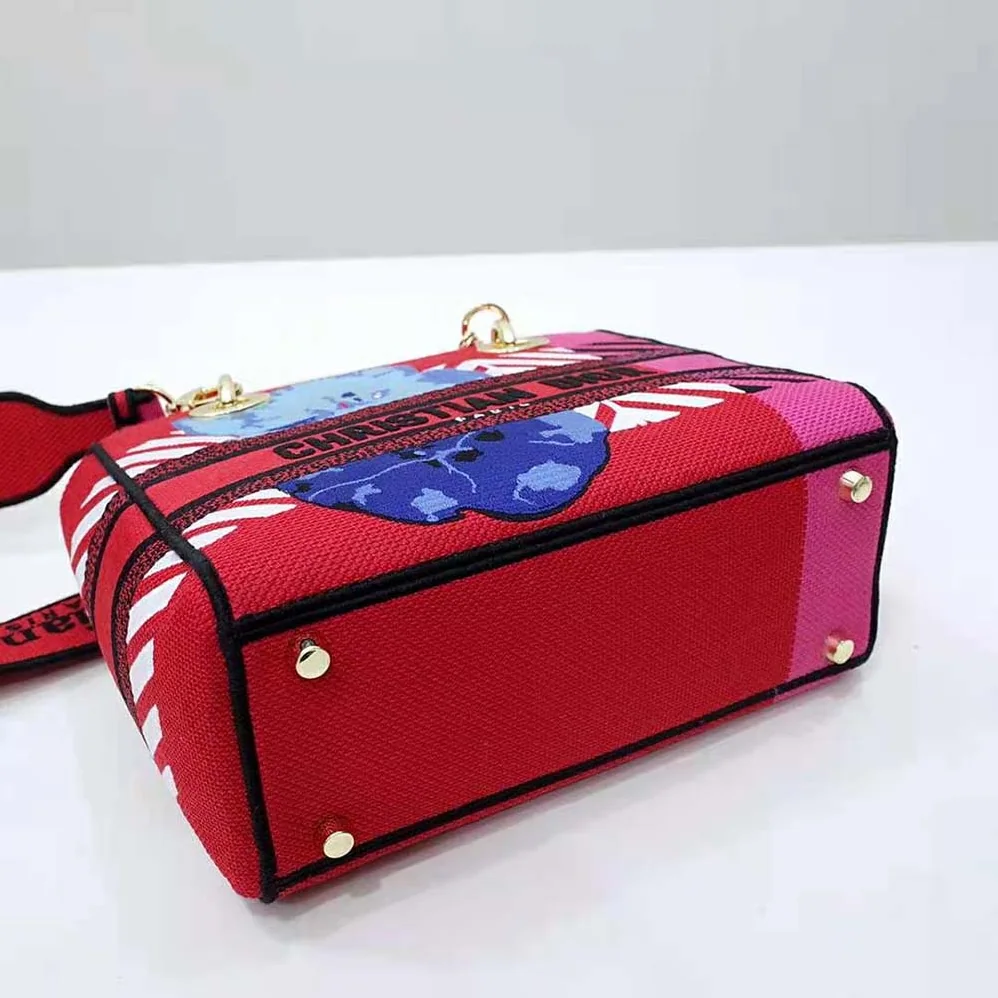 Dior Medium Lady D-lite Bag Bright Pink Multicolor D for Women in Flower Pop Embroidery