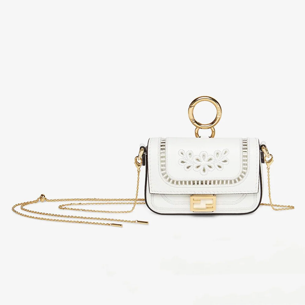 Fendi Nano Baguette Charm White Leather for Women Fendi Nano Baguette Charm White Leather for Women