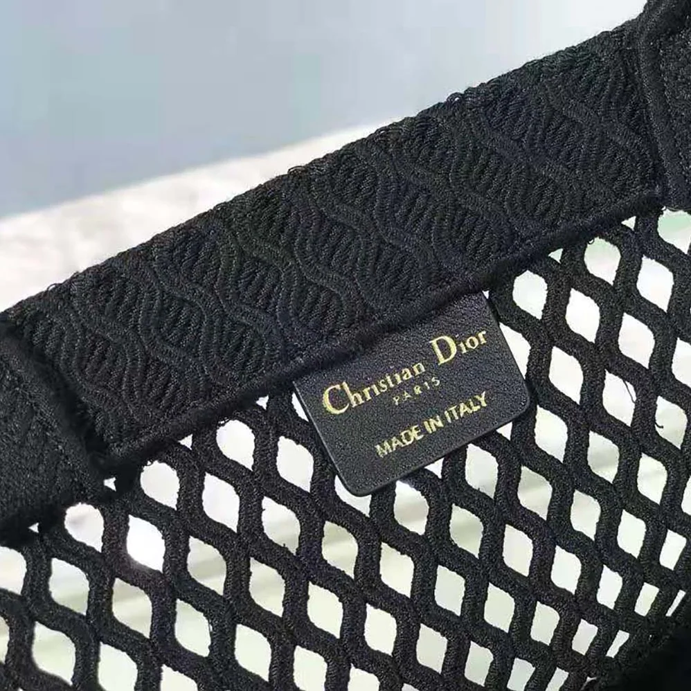Dior Dior Book Tote Black Mesh Embroidery for Women