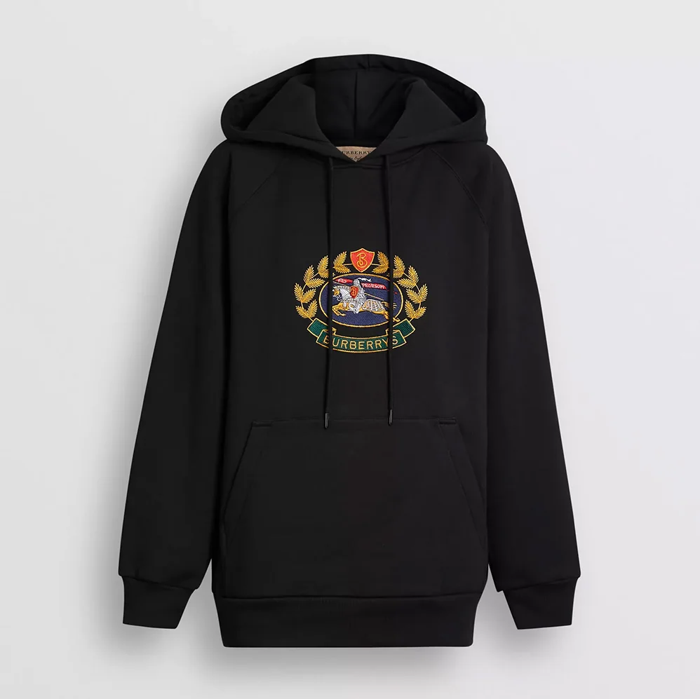 Burberry Embroidered Archive Logo Oversized Hoodie for Unisex in Black