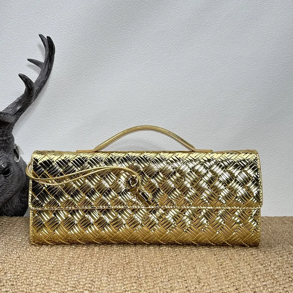 Bottega Veneta Andiamo Clutch for Women in Gold