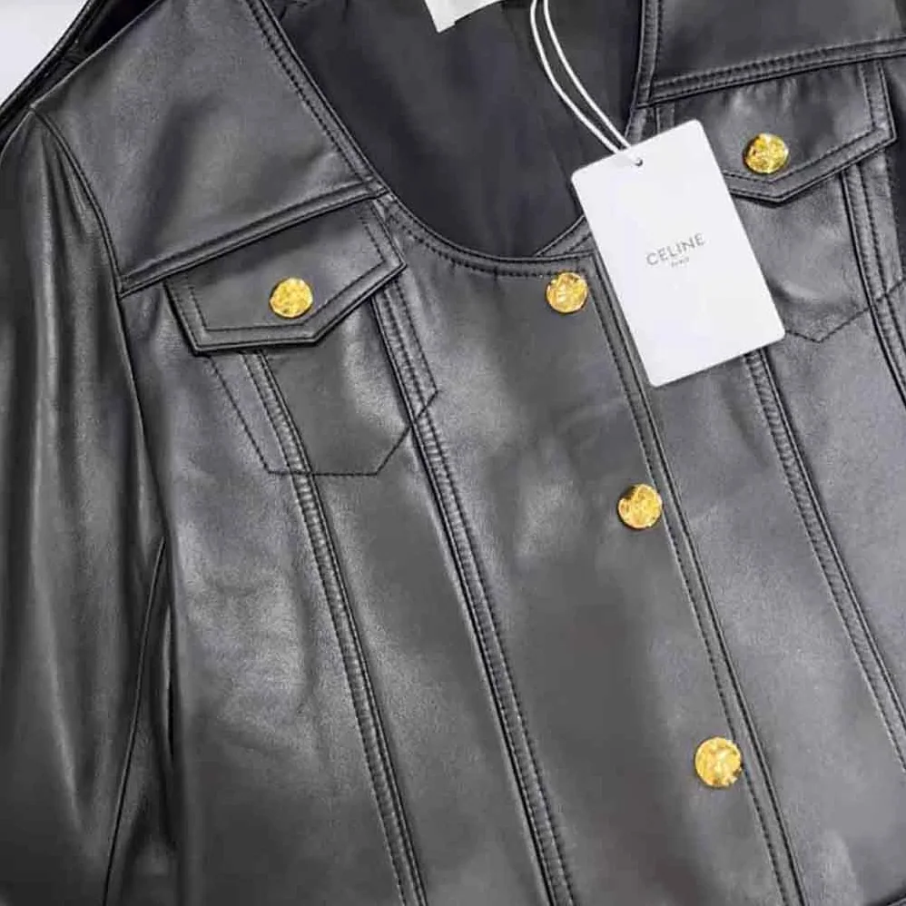 Celine Scoop Neck Trucker Jacket in Soft Lambskin for Women Celine Scoop Neck Trucker Jacket in Soft Lambskin for Women