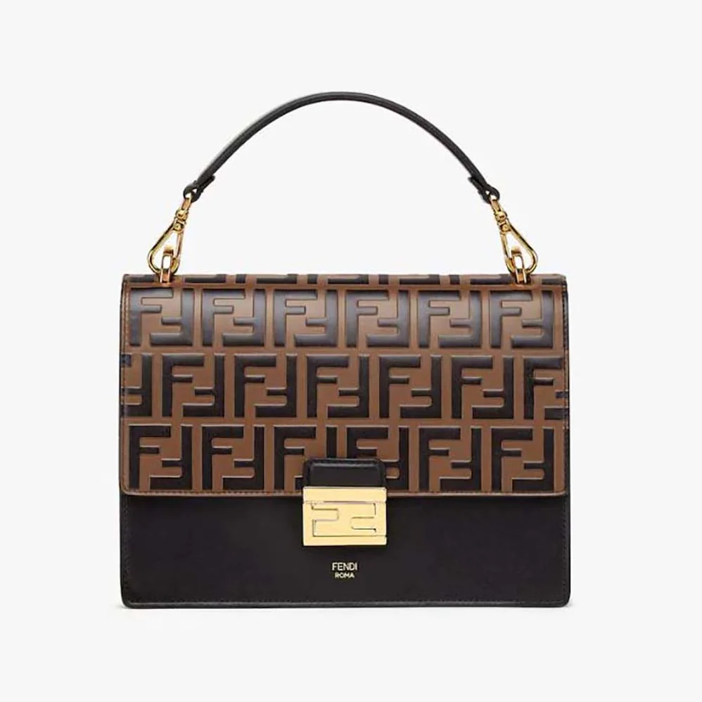 Fendi Kan I Black Leather Bag for Women in Black