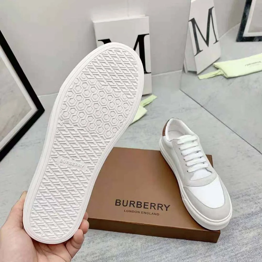 Burberry Leather Suede and Check Cotton Sneakers for Men Burberry Leather Suede and Check Cotton Sneakers for Men