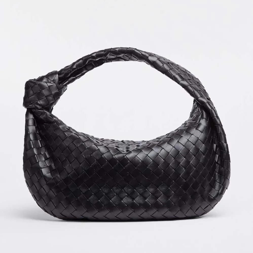 Bottega Veneta Small Jodie Intrecciato Leather Shoulder Bag for Women in Black Bottega Veneta Small Jodie Intrecciato Leather Shoulder Bag for Women in Black