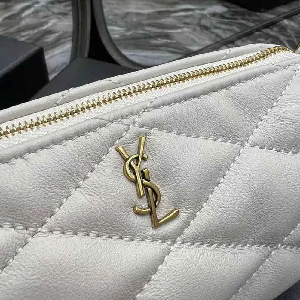 Saint Laurent YSL Sade Mini Tube Bag in Quilted Lambskin for Women in White
