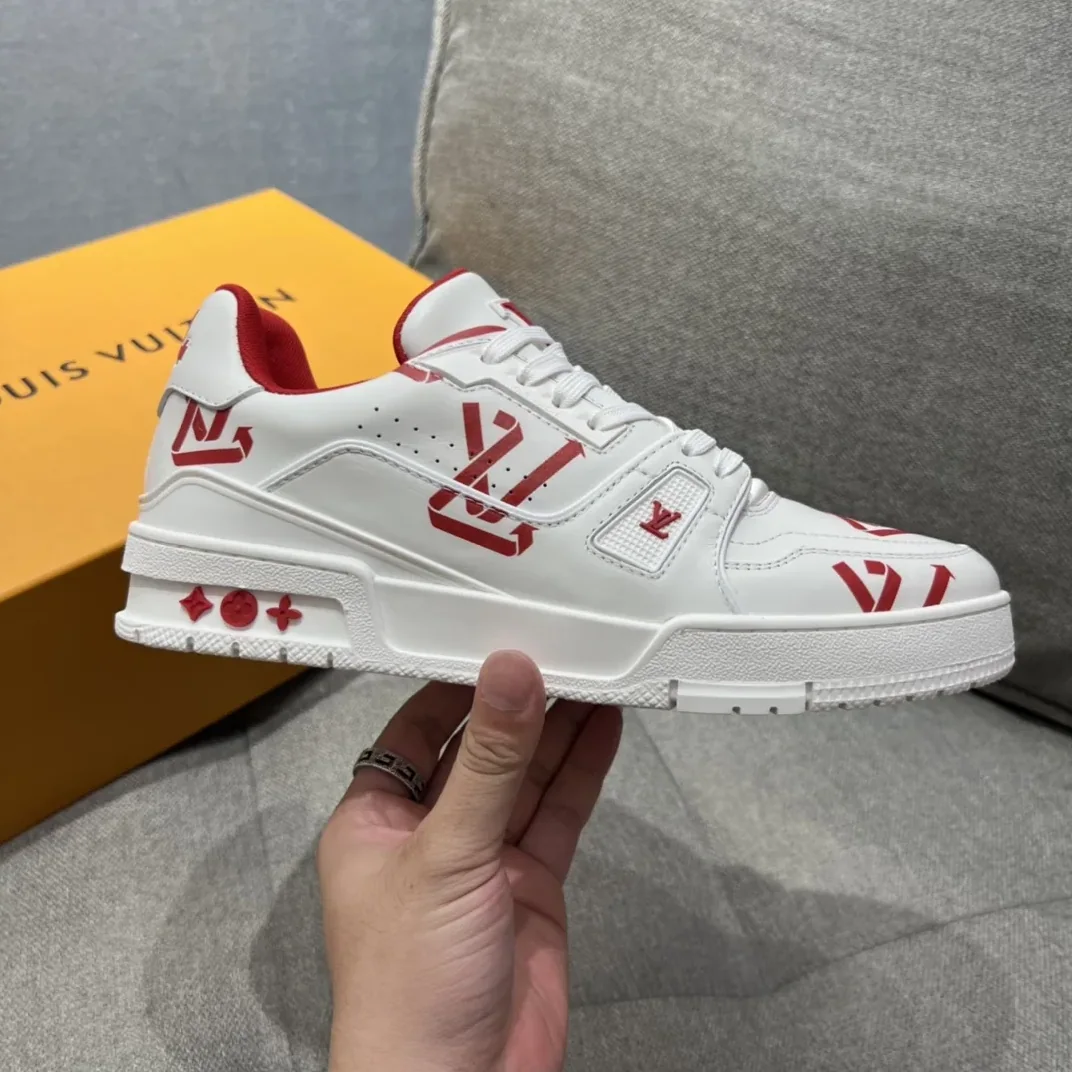 Louis Vuitton LV Trainer Sneaker Red LV 1AAGYR Louis Vuitton LV Trainer Sneaker Red LV 1AAGYR