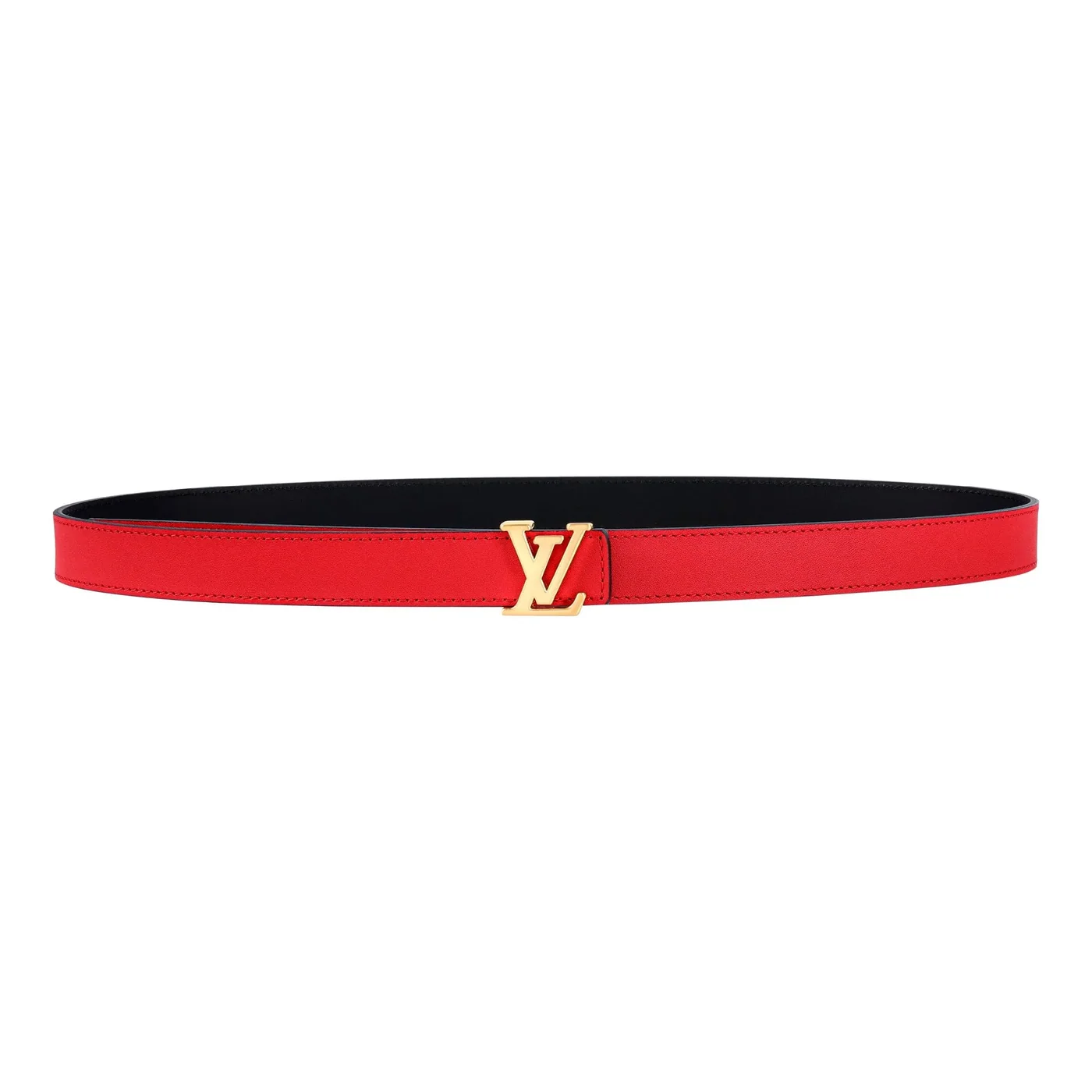 Reversible Red in Black Leather Belt
