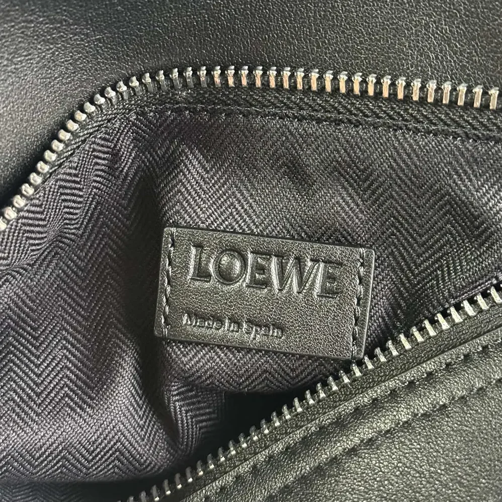 Loewe Small Puzzle Biker Bag in Shiny Calfskin for Unisex in Black