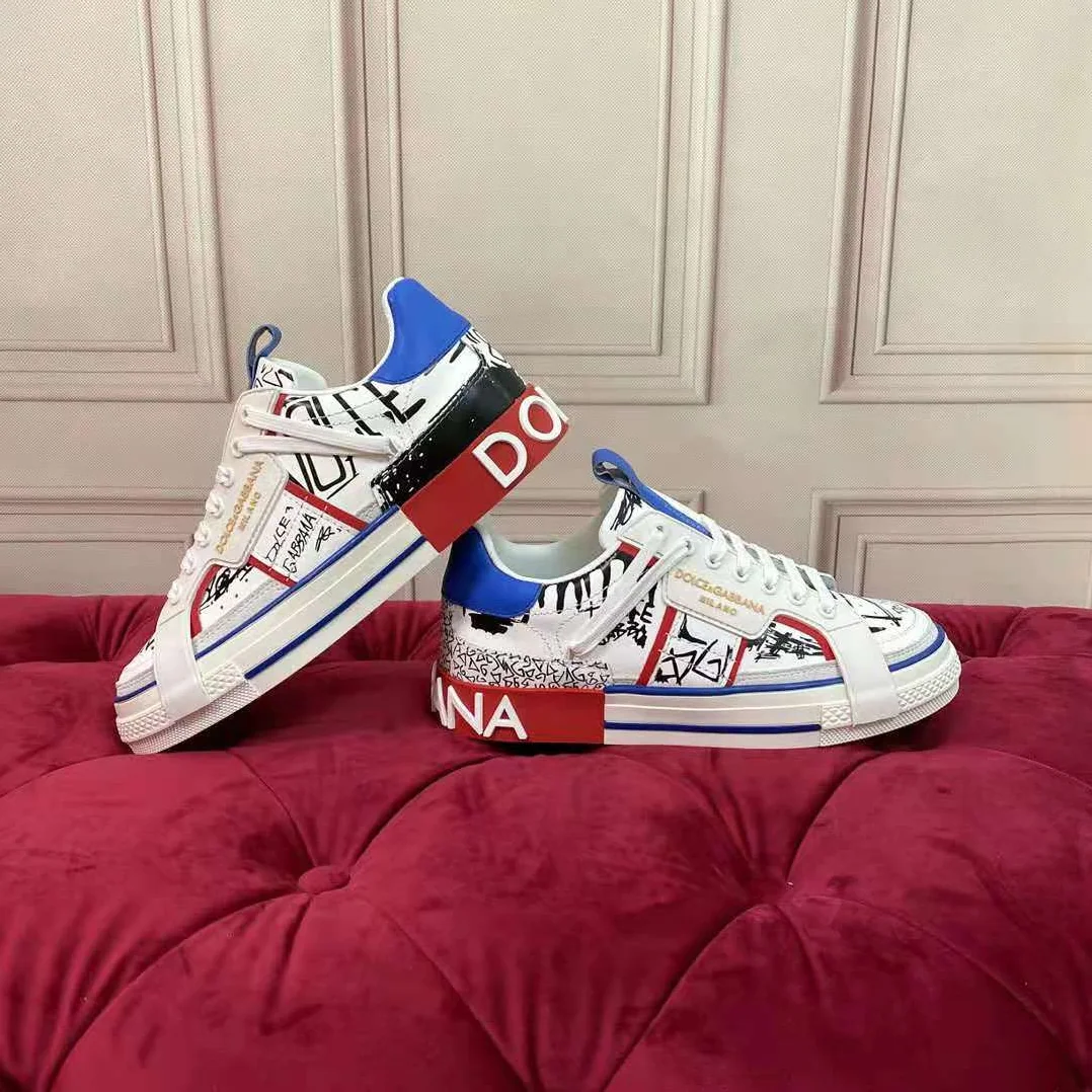 Dolce Gabbana D&G Graffiti-Print Calfskin Custom 2.Zero Sneakers for Men Dolce Gabbana D&G Graffiti-Print Calfskin Custom 2.Zero Sneakers for Men