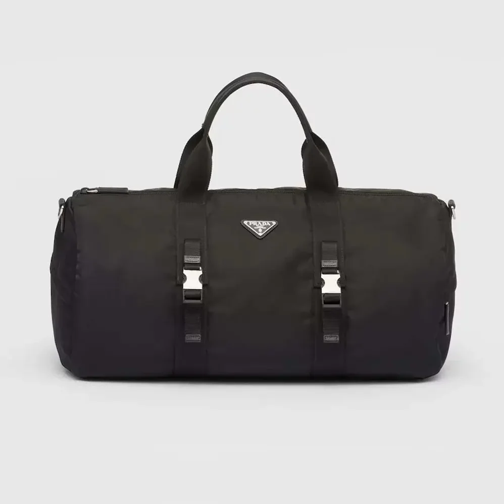 Prada Re-Nylon and Saffiano Leather Duffle Bag for Unisex in Black