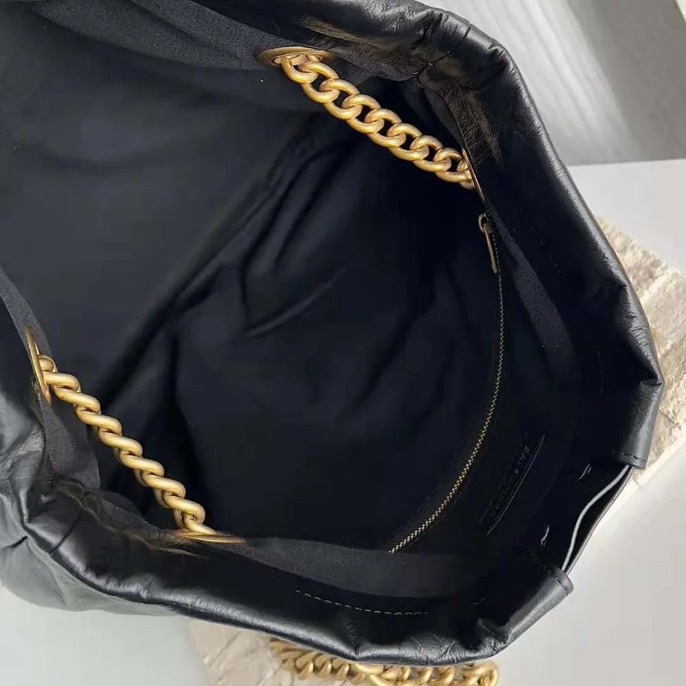 Balenciaga Crush Medium Tote Bag in Black Crushed Calfskin for Women Balenciaga Crush Medium Tote Bag in Black Crushed Calfskin for Women
