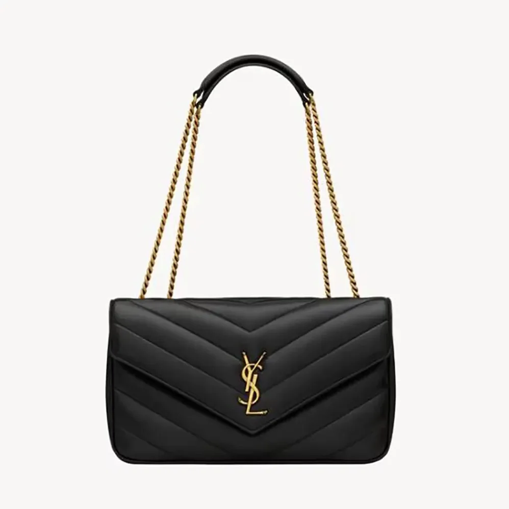 Saint Laurent YSL Loulou Medium in Matelasse Lambskin for Women in Black Saint Laurent YSL Loulou Medium in Matelasse Lambskin for Women in Black