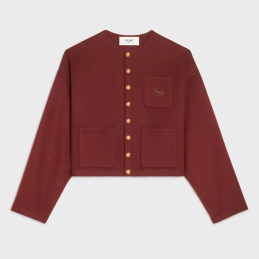 Celine Reversible Snap Cardigan in Cashmere for Women in Maroon