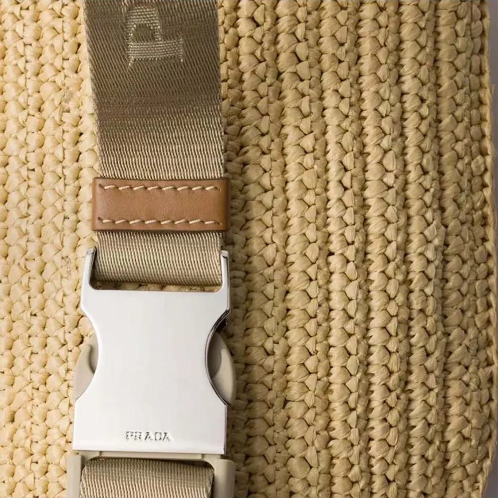 Prada Woven Crochet Belt Bag for Women in Natural Prada Woven Crochet Belt Bag for Women in Natural