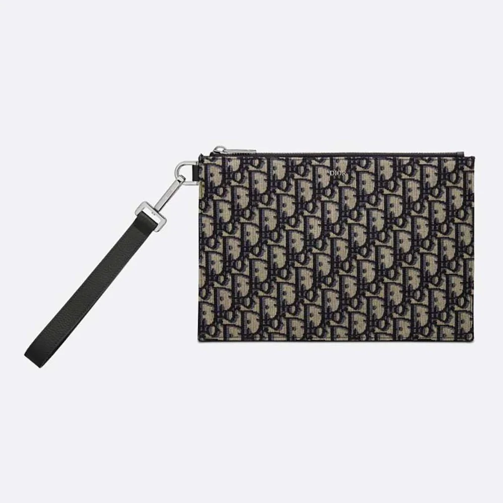 Dior A5 Pouch Beige and Black Dior Oblique Jacquard for Men