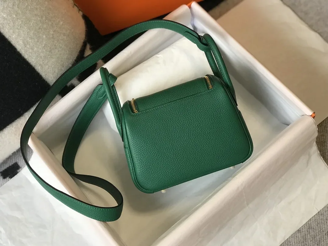 Hermes Lindy Mini Clemence Bag Green Hermes Lindy Mini Clemence Bag Green