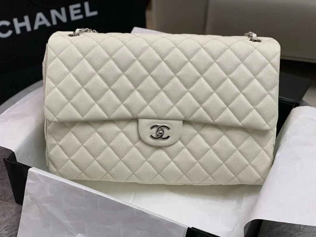 Chanel Airport Bag Silver in White/Black/Grey /