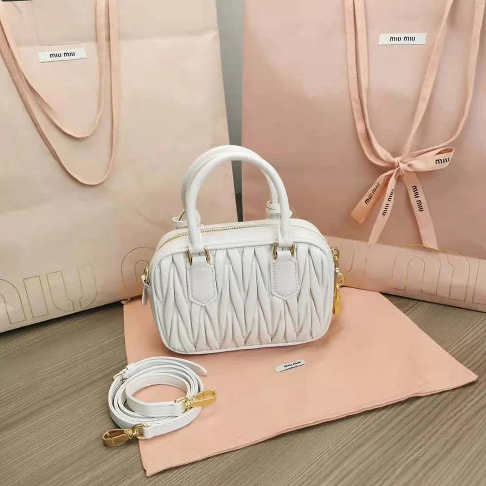 Miu Miu Matelassé Nappa Leather Top-Handle Bag for Women in White