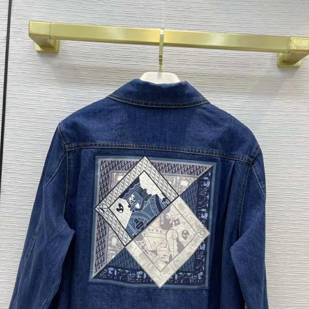 Dior Kenny Scharf Mkii Blouson Raw Blue Technical Cotton Denim for Women Dior Kenny Scharf Mkii Blouson Raw Blue Technical Cotton Denim for Women