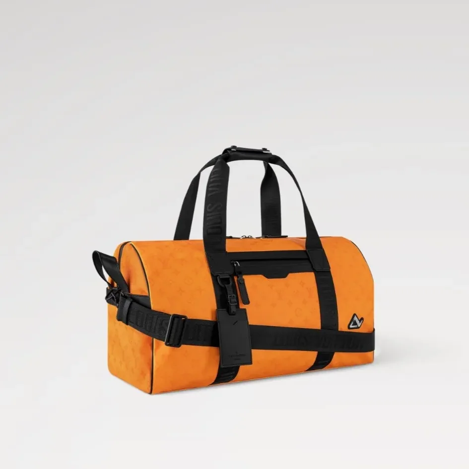 Louis Vuitton Keepall Sport Travel Bag in Orange Black Hardware