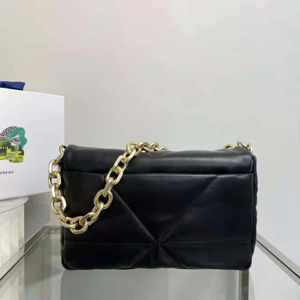 Prada Padded Nappa Leather Shoulder Bag for Women in Black
