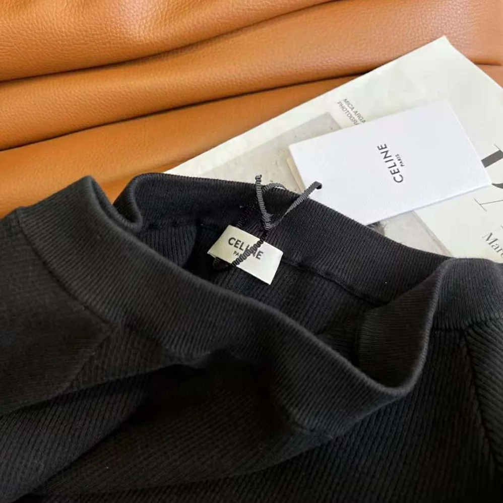 Celine Athletic Knit Crop Top for Women in Black