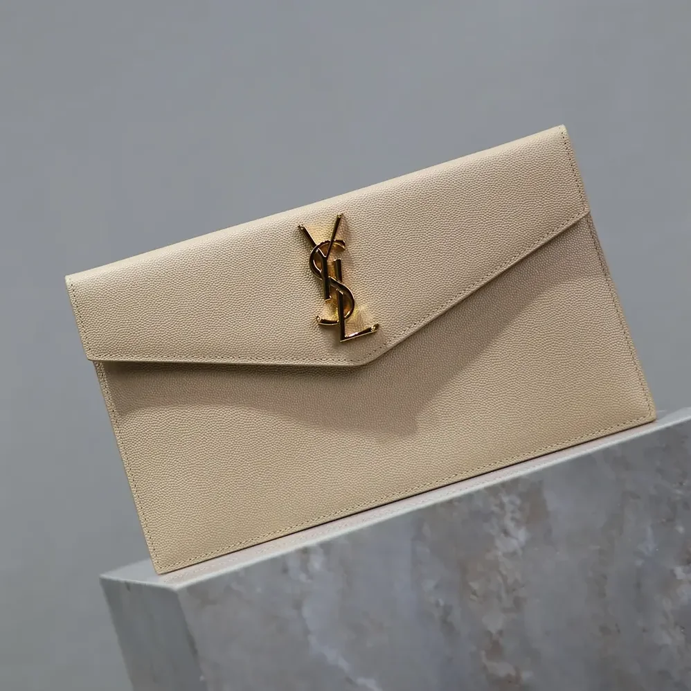 Saint Laurent YSL Uptown Pouch in Grain De Poudre Embossed Leather for Women