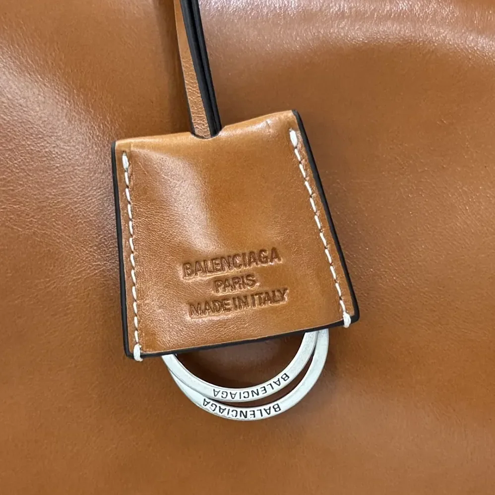 Balenciaga Rodeo Handbag Small in Tan Cowboy Vegetable Tanned Lambskin Aged for Women in silver Hardware