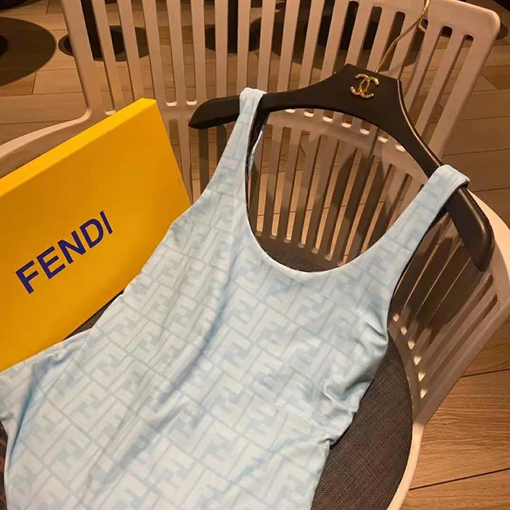 Fendi One-Piece Swimsuit Light Blue Lycra Swimsuit for Women Fendi One-Piece Swimsuit Light Blue Lycra Swimsuit for Women