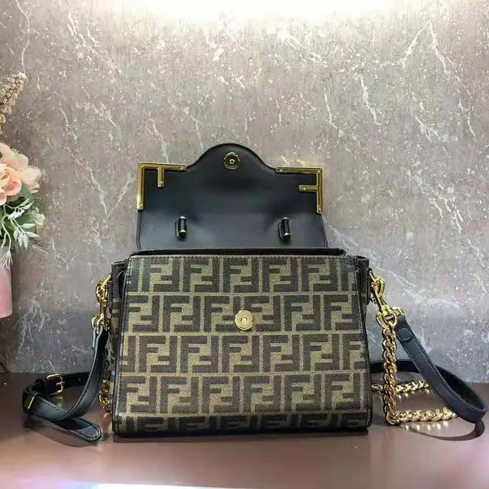 Fendi Fendace La Medusa Medium Handbag for Women in Brown Fendi Fendace La Medusa Medium Handbag for Women in Brown