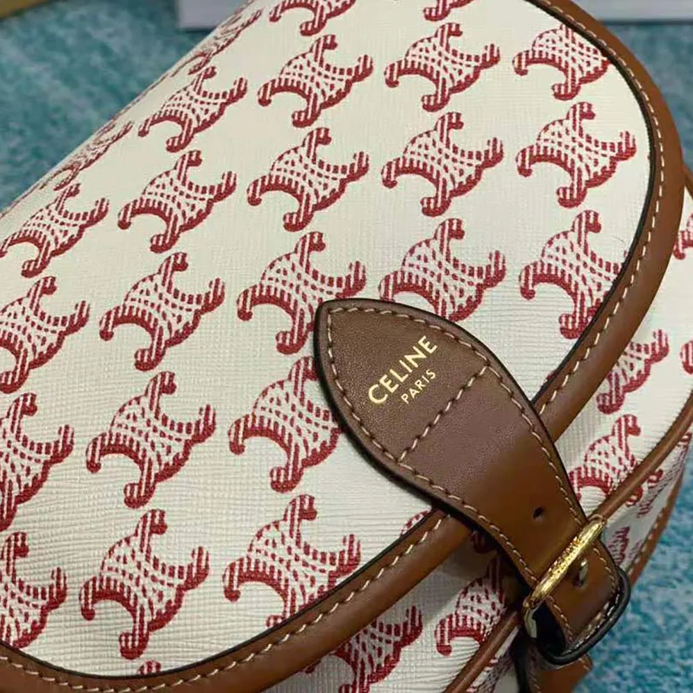 Celine Medium Folco Bag in Triomphe Canvas and Calfskin for Women