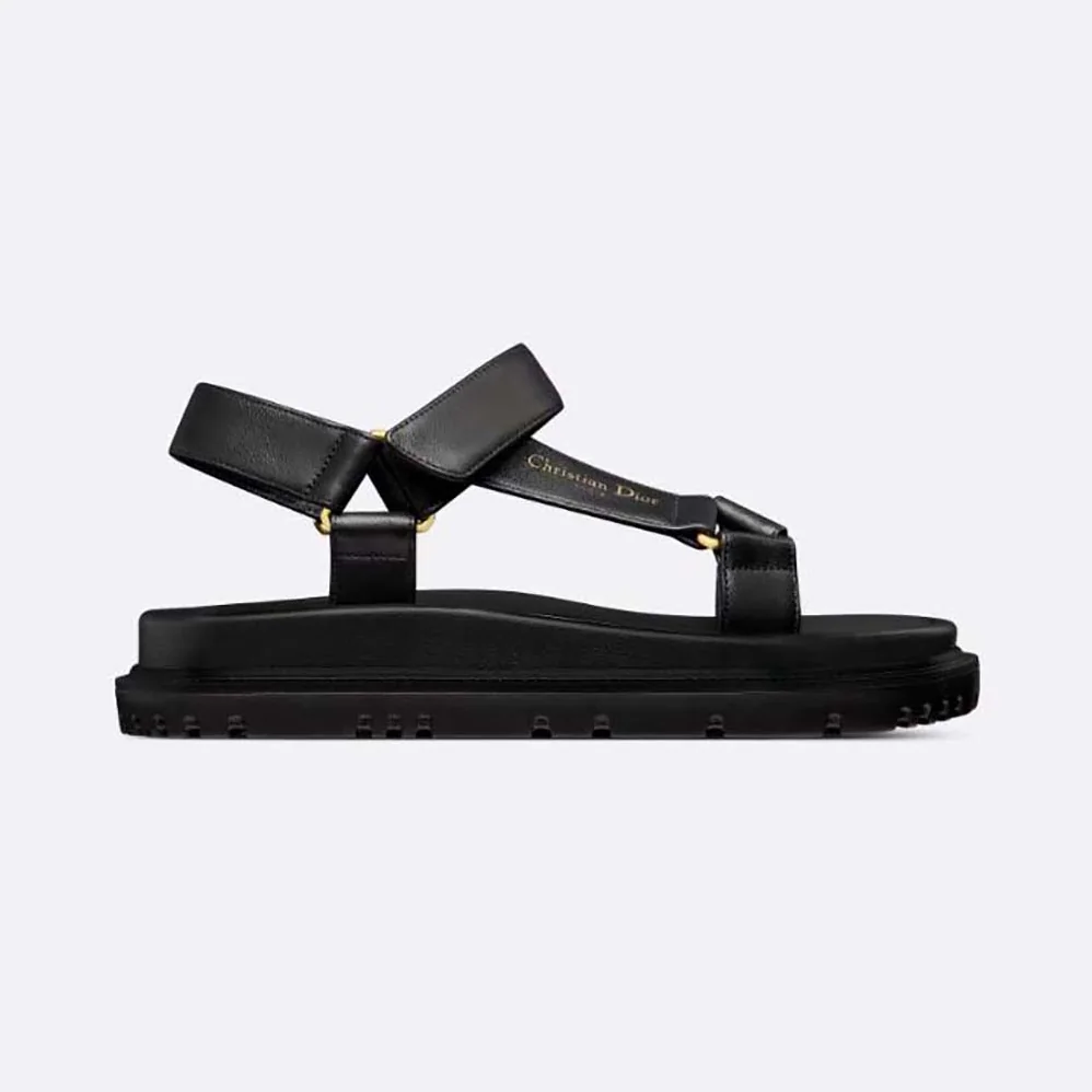 Dior D for Women in Wave Sandal Black Lambskin Dior D for Women in Wave Sandal Black Lambskin