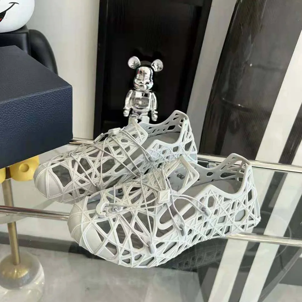 Dior Warp Sandal Anthracite White Cosmo Rubber with Warped Cannage Motif for Men