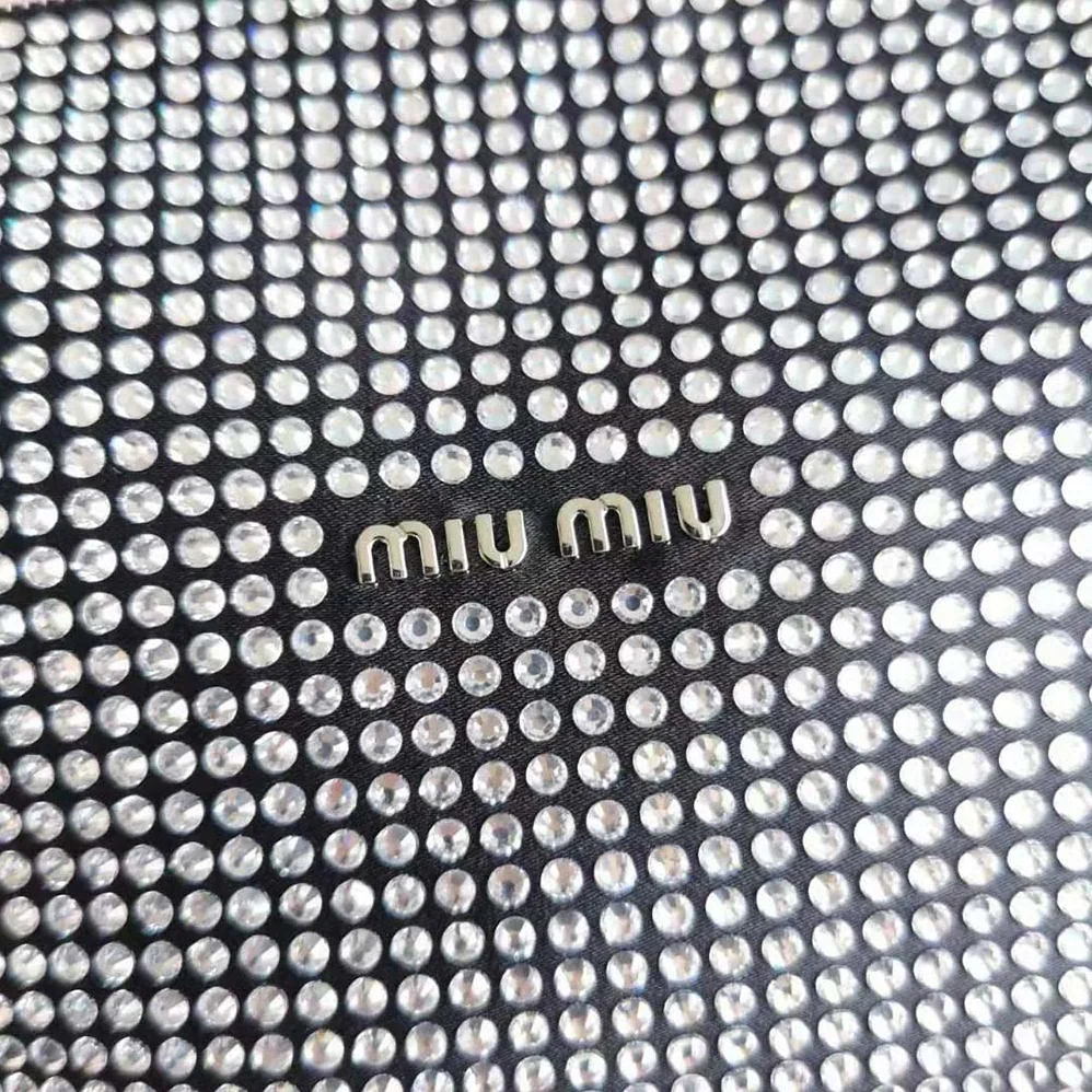 Miu Miu Spirit Satin Bag with Appliqués for Women in Black Miu Miu Spirit Satin Bag with Appliqués for Women in Black
