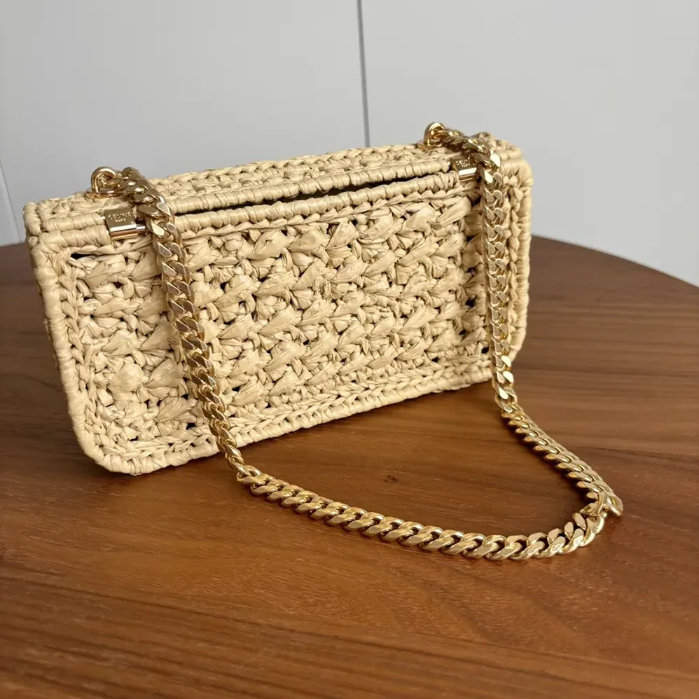 Celine Chain Shoulder Bag Claude in Raffia Effect Textile for Women Celine Chain Shoulder Bag Claude in Raffia Effect Textile for Women