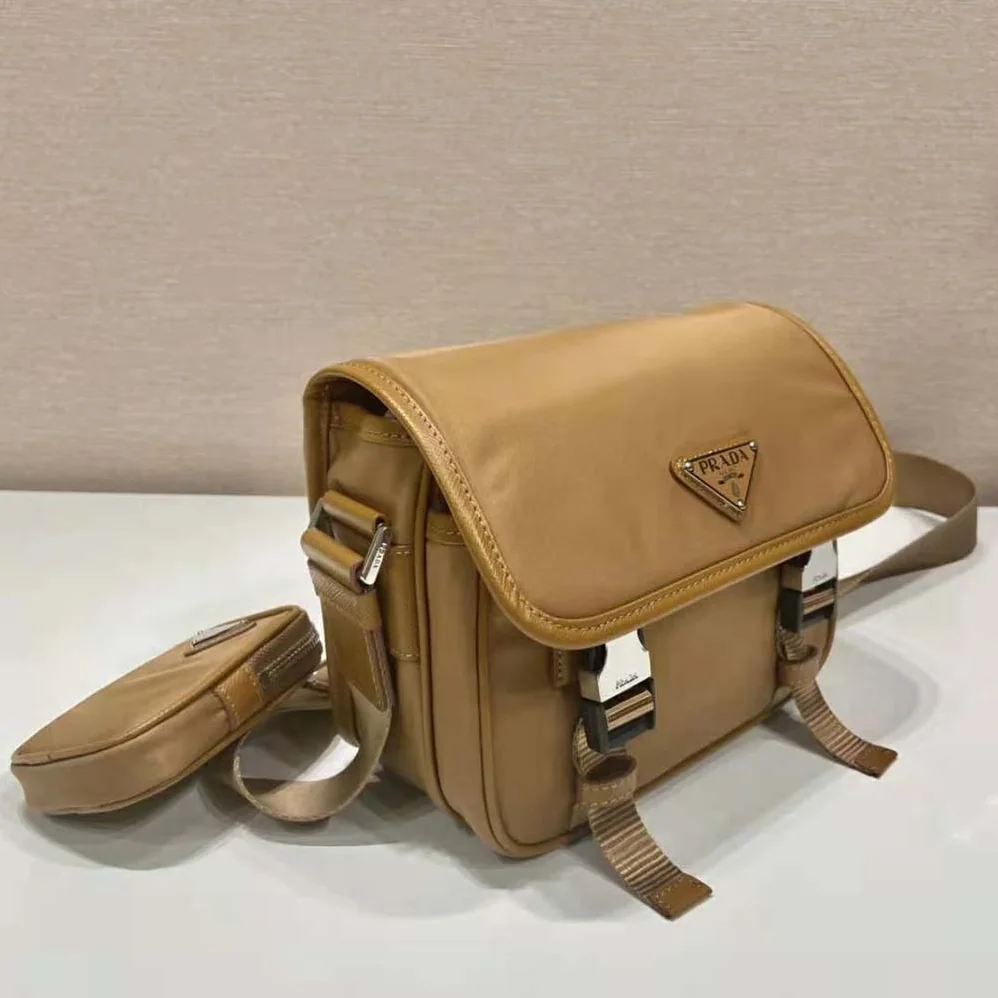 Prada Re-Nylon and Saffiano Leather Shoulder Bag for Men in Brown Prada Re-Nylon and Saffiano Leather Shoulder Bag for Men in Brown