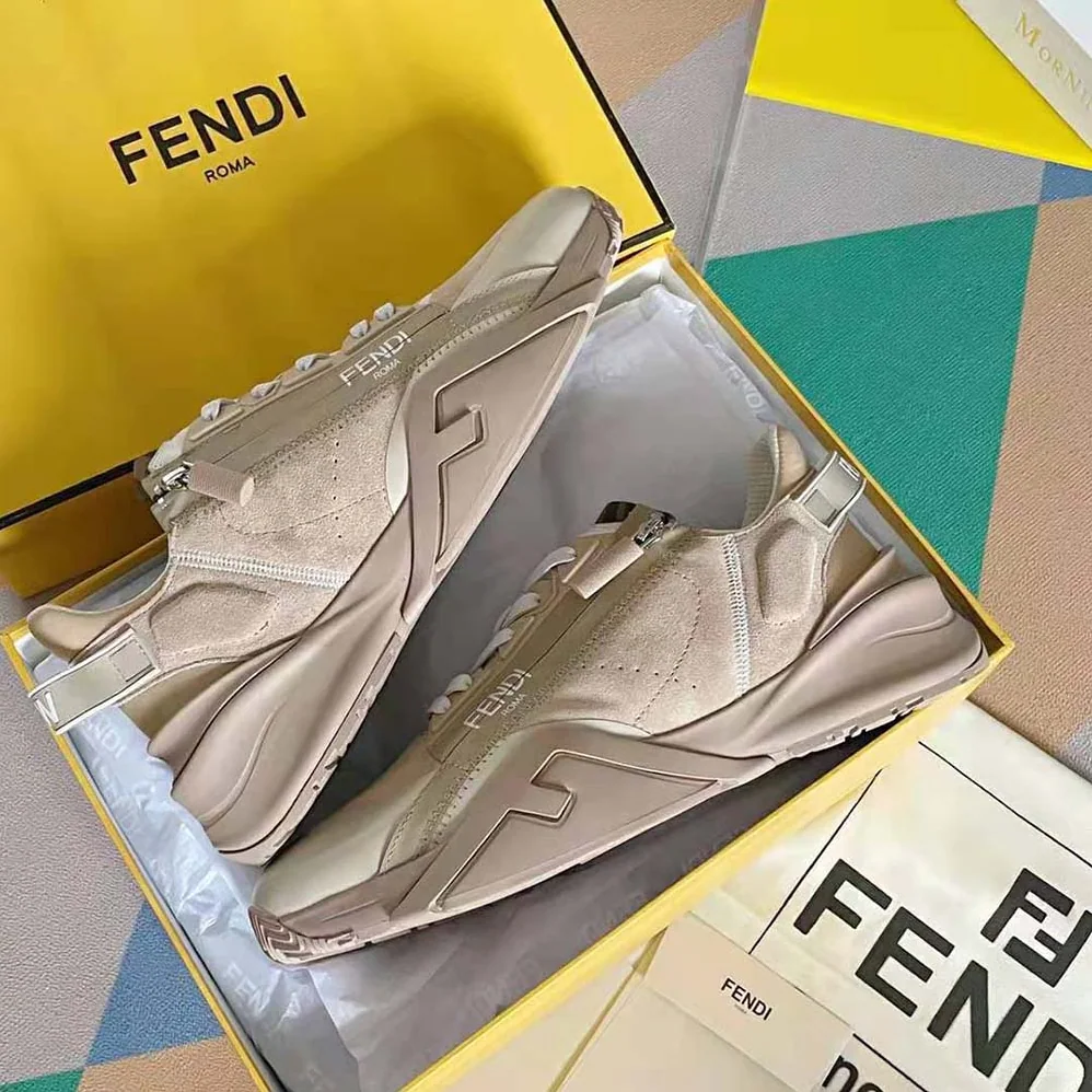 Fendi Flow Beige Suede Low for Men in Tops