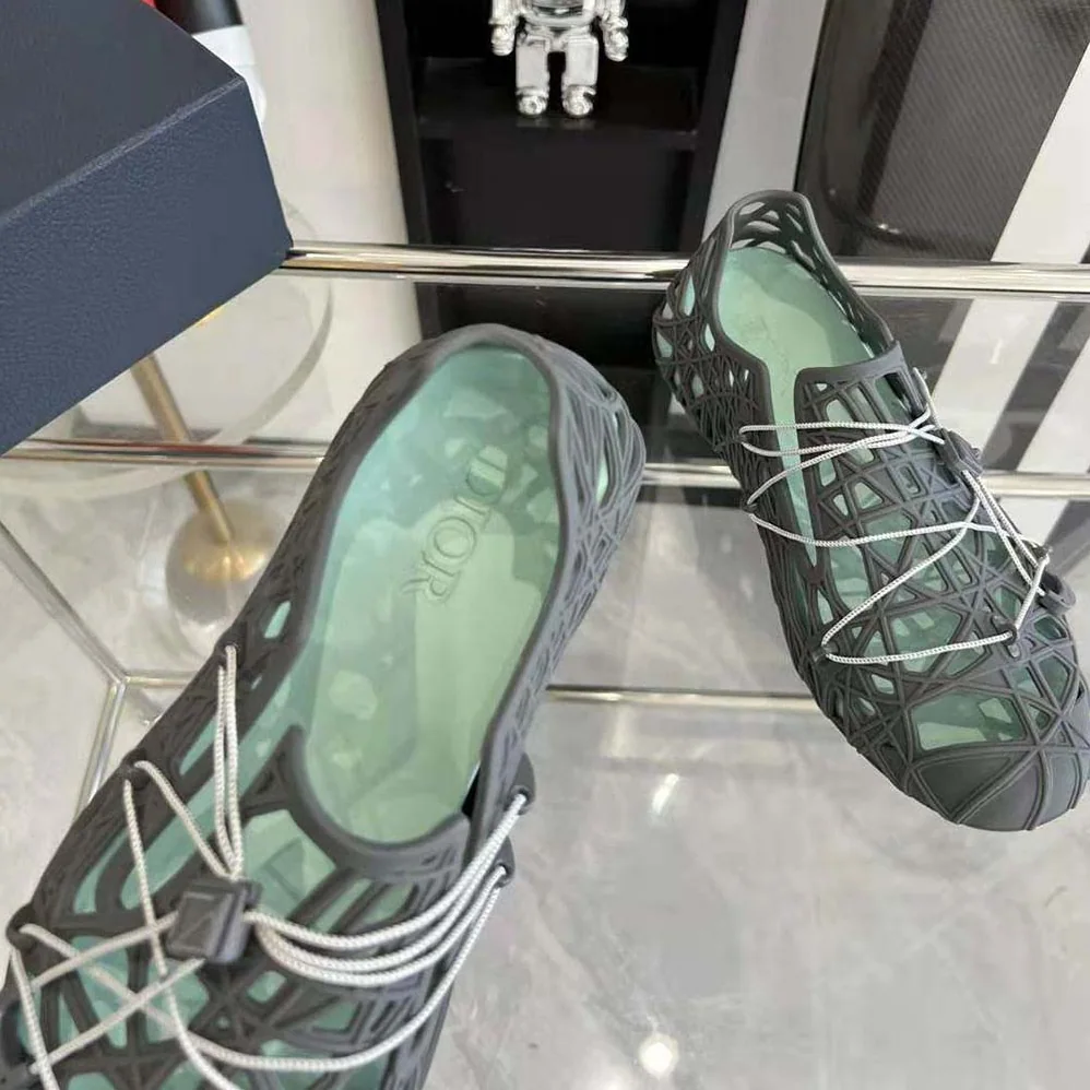 Dior Warp Sandal Anthracite Gray Cosmo Rubber with Warped Cannage Motif for Men
