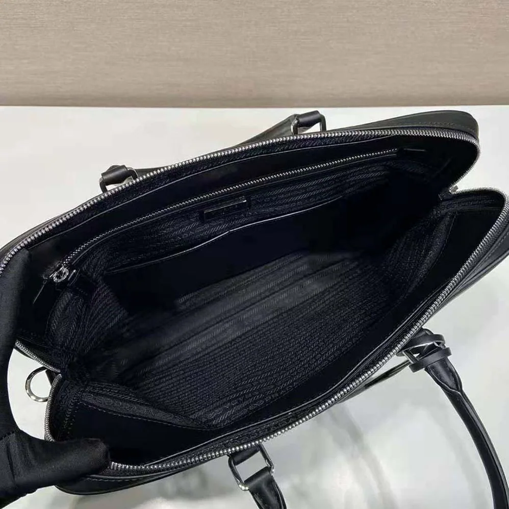 Prada Leather Briefcase with Name Tag for Men
