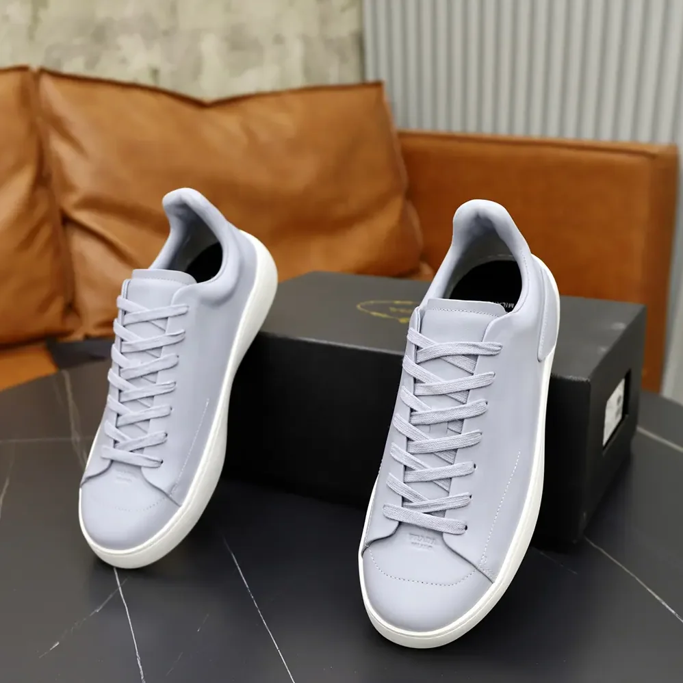 Prada Court Leather Sneakers for Unisex in Pearl Gray Prada Court Leather Sneakers for Unisex in Pearl Gray