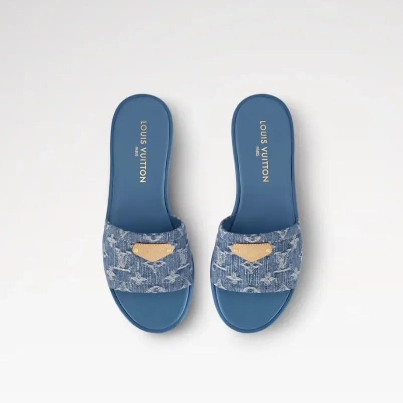 Louis Vuitton Lily Flat Mule Blue 1AGX78 Louis Vuitton Lily Flat Mule Blue 1AGX78