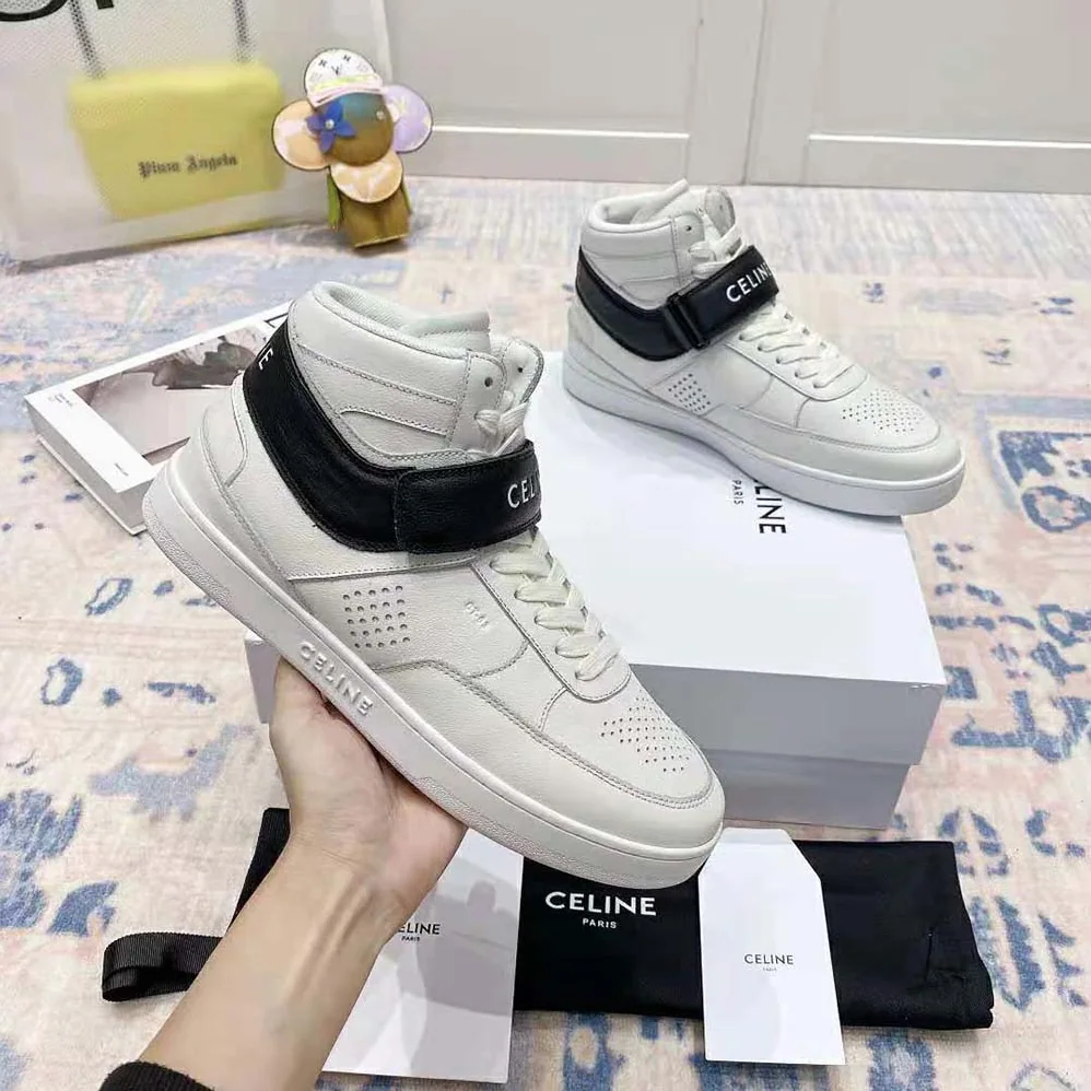 Celine CT-03 High Sneaker with Scratch in Calfskin for Men in White Celine CT-03 High Sneaker with Scratch in Calfskin for Men in White