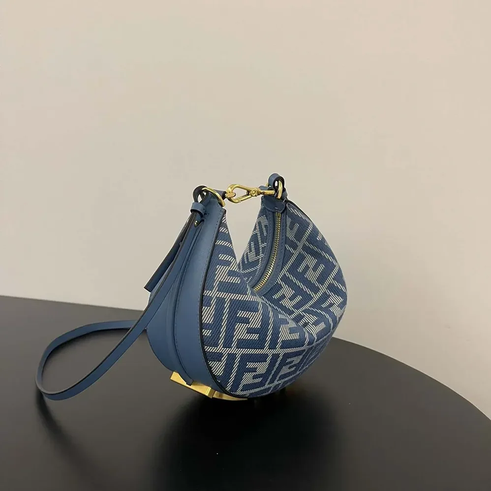 Fendi Fendigraphy Mini Blue Denim-effect FF Jacquard Mini for Women in bag Fendi Fendigraphy Mini Blue Denim-effect FF Jacquard Mini for Women in bag